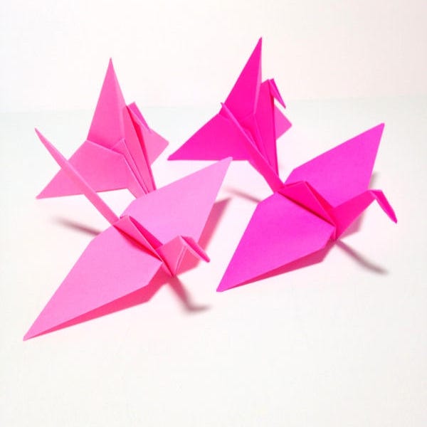 Origami Cake Toppers, Hot Pink, Origami Crane, Origami Flowers, Origami Garland, Mobile, Backdrop, Place Card Holder, Cherry Blossom Pink