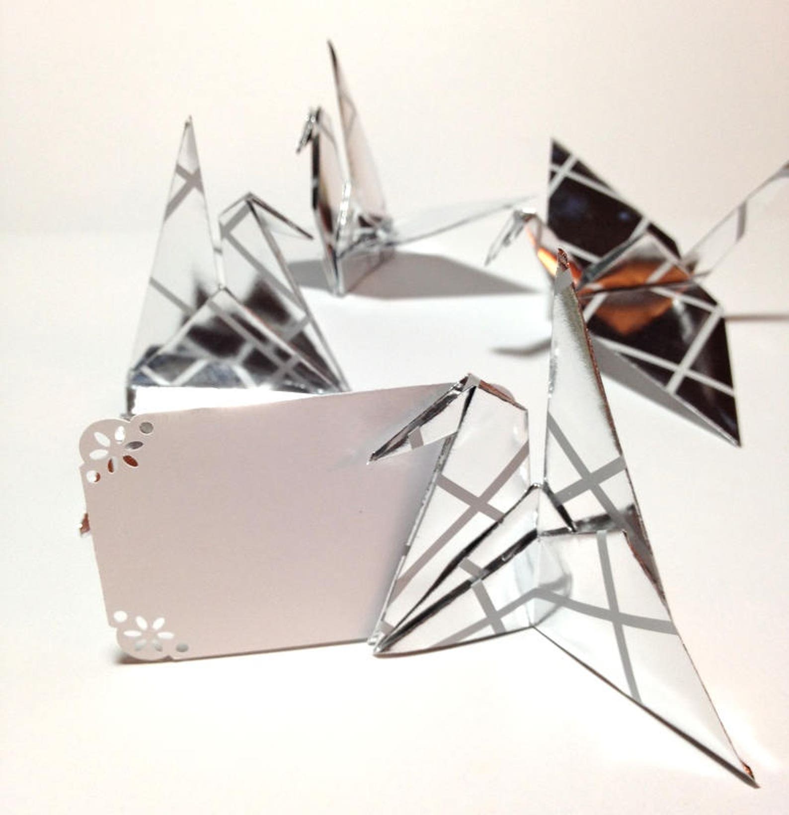 Silver Place Card Holders Wedding Origami Origami Planes Etsy