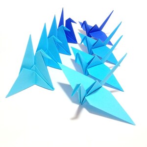 Ombre Blue Origami Cranes, Origami Garlands, Origami Cake Toppers, Origami Crane, Origami Flowers, Origami Crane Garland, Place Card Holder image 2