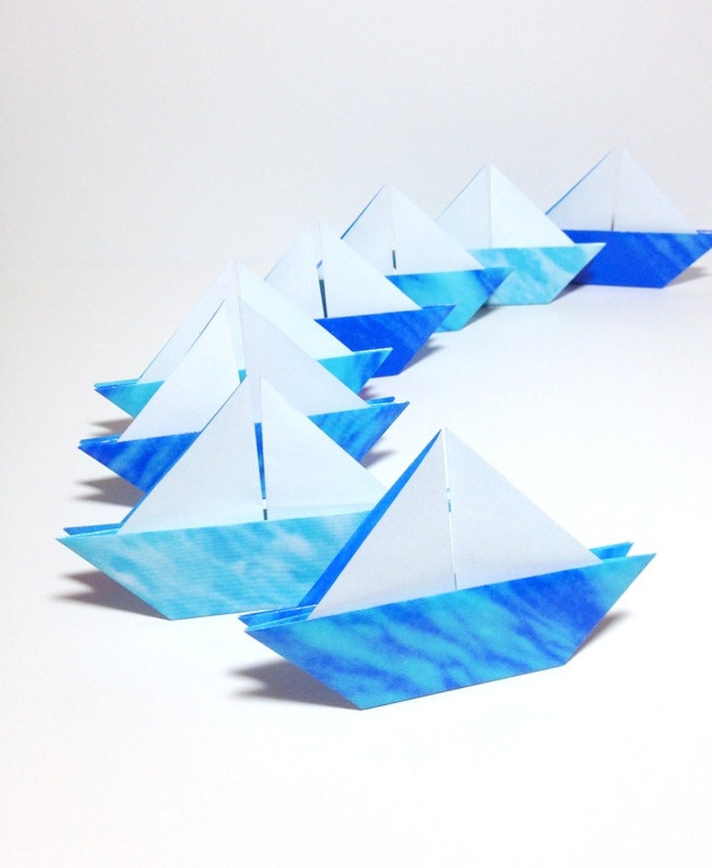 Paper Boats Origami Sail Boat Place Card Holders Origami Etsy