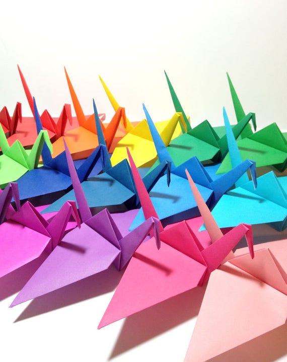 Extra Large Origami Giant Origami Cranes Store Window Display Set Decorations Custom Origami Rainbow Wedding Origami Photo Backdrop