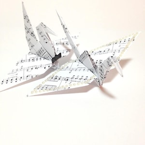 Musical Origami Crane, Bride and Groom, Music Cake Toppers, Wedding Origami Cranes, Wedding Cake, Wedding Cake Origami, First Anniversary