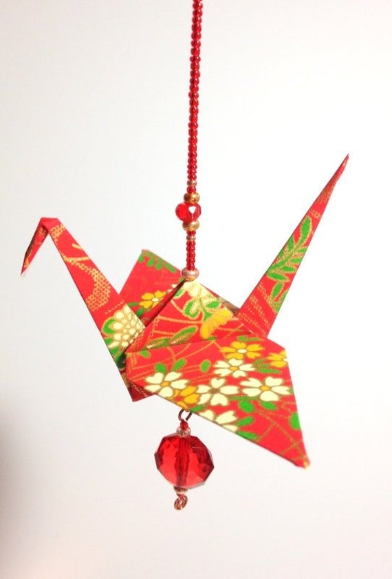 Origami Crane Ornament Origami Cranes Christmas Origami Japanese Cranes Red Origami Ornament Japanese Decoration Origami Sun Catcher