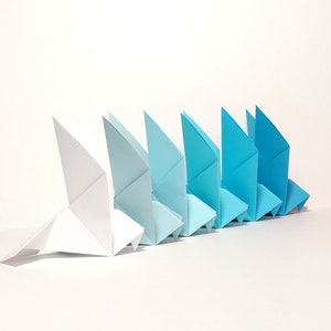 Ombre Blue Origami Cranes, Origami Garlands, Origami Cake Toppers, Origami Crane, Origami Flowers, Origami Crane Garland, Place Card Holder image 10
