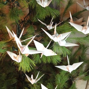 Large Christmas Tree Cranes, Origami Cranes, Large 9 Inch Tree Cranes, Origami Wedding, White Peace Crane, Origami Ornaments, Origami Crane image 3