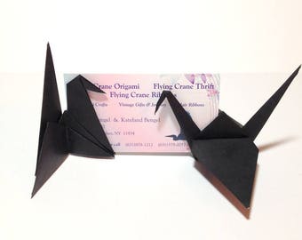 Black Origami Cranes, Table Place Setting, Black Grey White Origami Cranes, Formal Dinner Place Card Holders, Gothic, Origami Garland