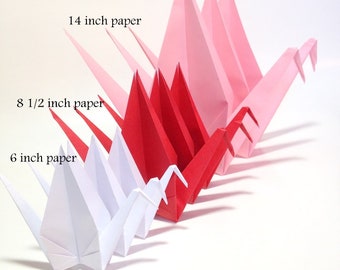 Cherry Blossom Origami Decorations, Japanese Origami Cranes, Sweet 16 Party, Giant Origami Cranes, Red Pink White Colors, Table Centerpiece