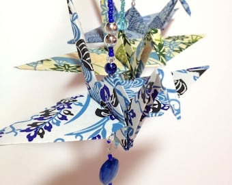Paper Anniversary, First Anniversary, Origami Crane Ornament, Japanese Origami Cranes, Blue Ornaments, Bridesmaid Gift, Origami Sun Catcher