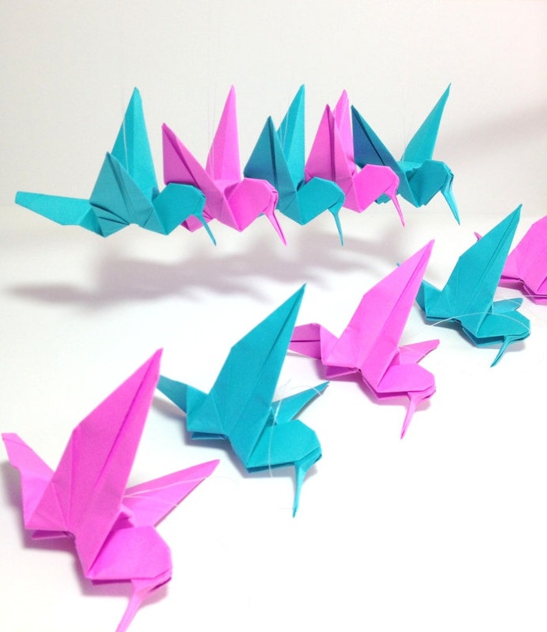 Ombre Blue Origami Cranes, Origami Garlands, Origami Cake Toppers, Origami Crane, Origami Flowers, Origami Crane Garland, Place Card Holder image 9