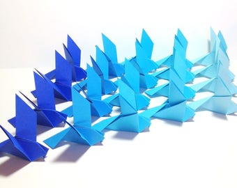 Ombre Blue Origami Doves, Origami Love Bird Garlands, Origami Wedding Doves, Love Birds, Ombre Blue, Blue Wedding Decor Church Peace Doves