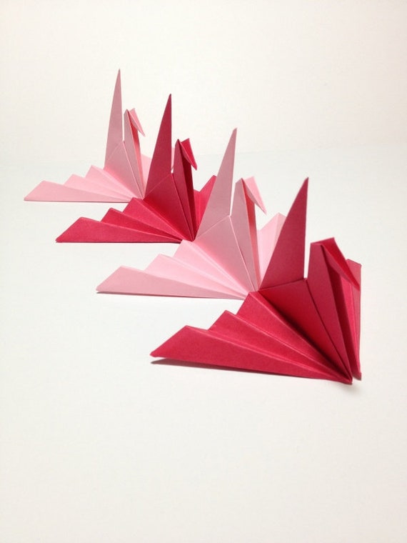 Pink/Red Origami Paper Crane Photographic Print for Sale by White