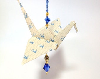 Origami Cranes, French Designer Patterns, Blue Ornament, Christmas Origami, Something Blue, Origami Wedding Decorations, Keepsake Gift