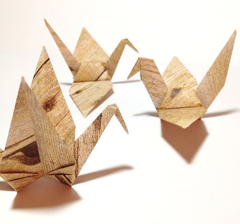 Flying Crane Origami Wood Patterned Origami DIY Origami Etsy