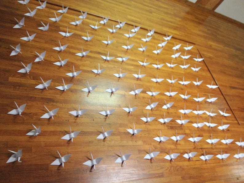 Large Christmas Tree Cranes, Origami Cranes, Large 9 Inch Tree Cranes, Origami Wedding, White Peace Crane, Origami Ornaments, Origami Crane image 9