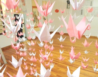 Pink Ombre Origami Cranes, 100 Origami Cranes, Ombre Pink, Paper Cranes, Japanese Wedding, Pink Wedding, Photo Backdrop, Origami Wedding