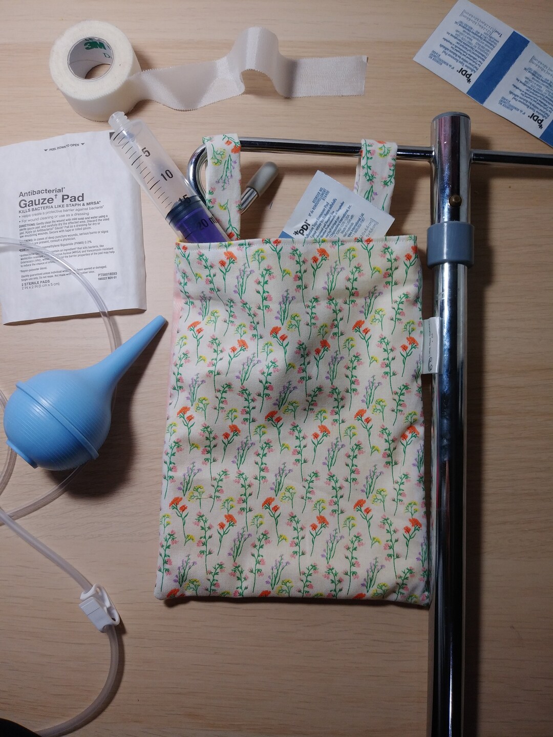 IV Pole Stroller and Wheelchair Accessory Bag Small Floral Etsy