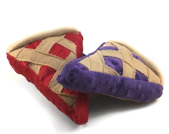 Cherry or Blueberry Pie Squeaky Plush Dog Toy