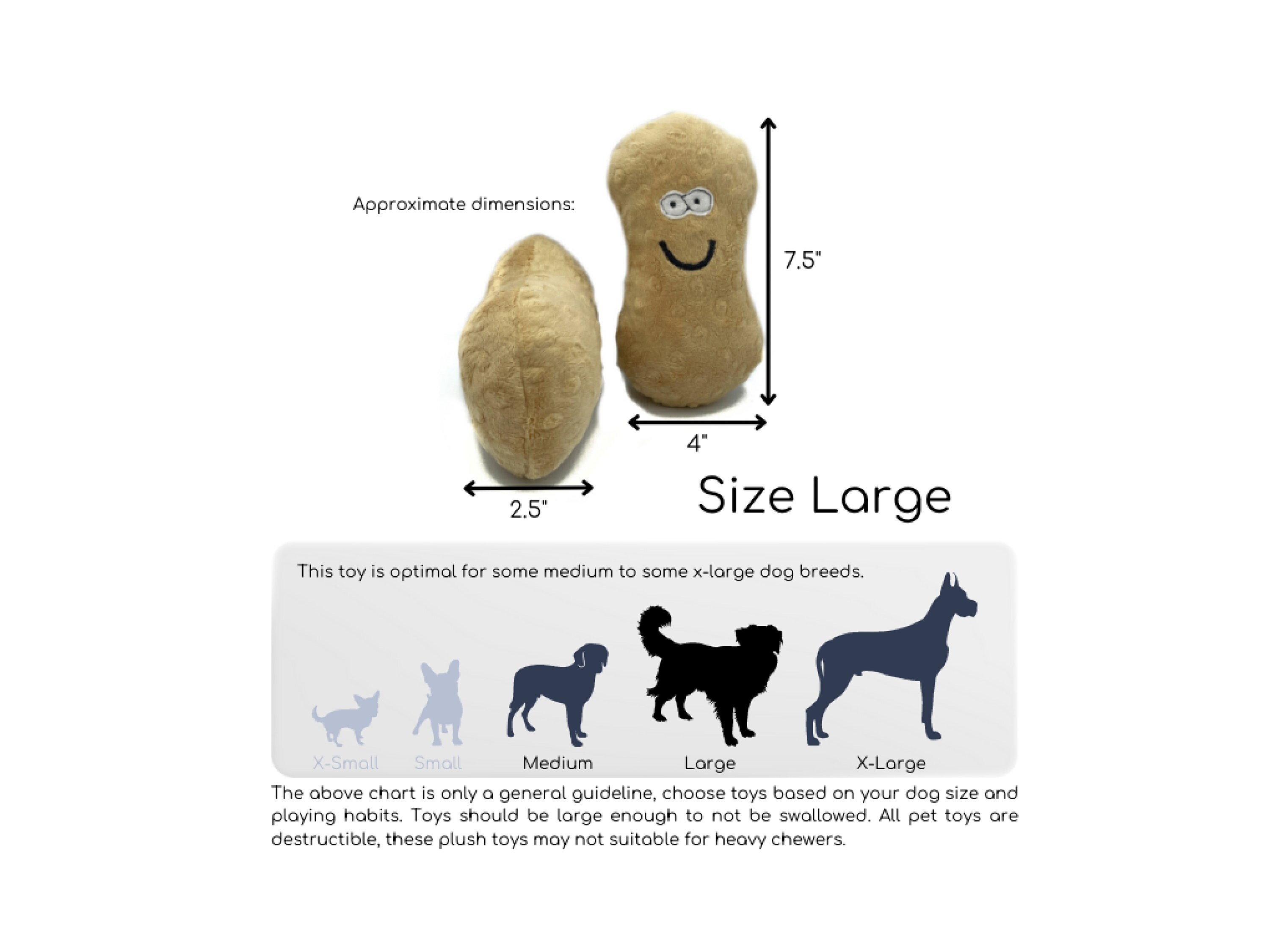 Shelley the Squeaky Peanut Plush Dog Toy 