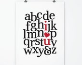 Nursery Decor •  Alphabet Art Print  - I Love You Alphabet - Nursery Decor - Playroom Decor