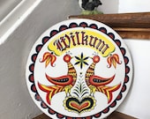 Hex Sign, Wilcum, Welcome, Folk Art, Birds Hex Sign, Pennsylvania Dutch Hex Sign, PA Dutch, Hex, Wall Decor, Gallery Wall, Folk Art Sign