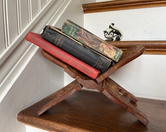 Wooden Book Holder, Book Display, Carved Collapsible Book Holder, Wood Decor, Office Decor, Maple Leaf, Carved Wooden, Wood Book Display