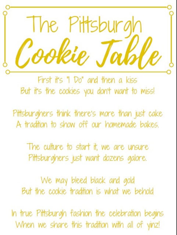 Wedding Sign-pittsburgh Cookie Table GOLD COLOR | Etsy