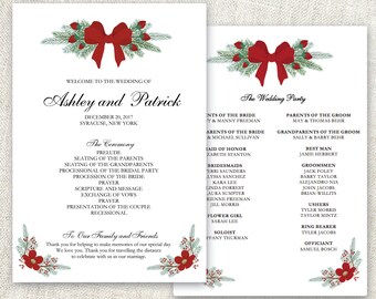 christmas wedding programs etsy