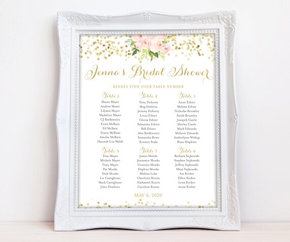 Bridal Shower Seating Chart