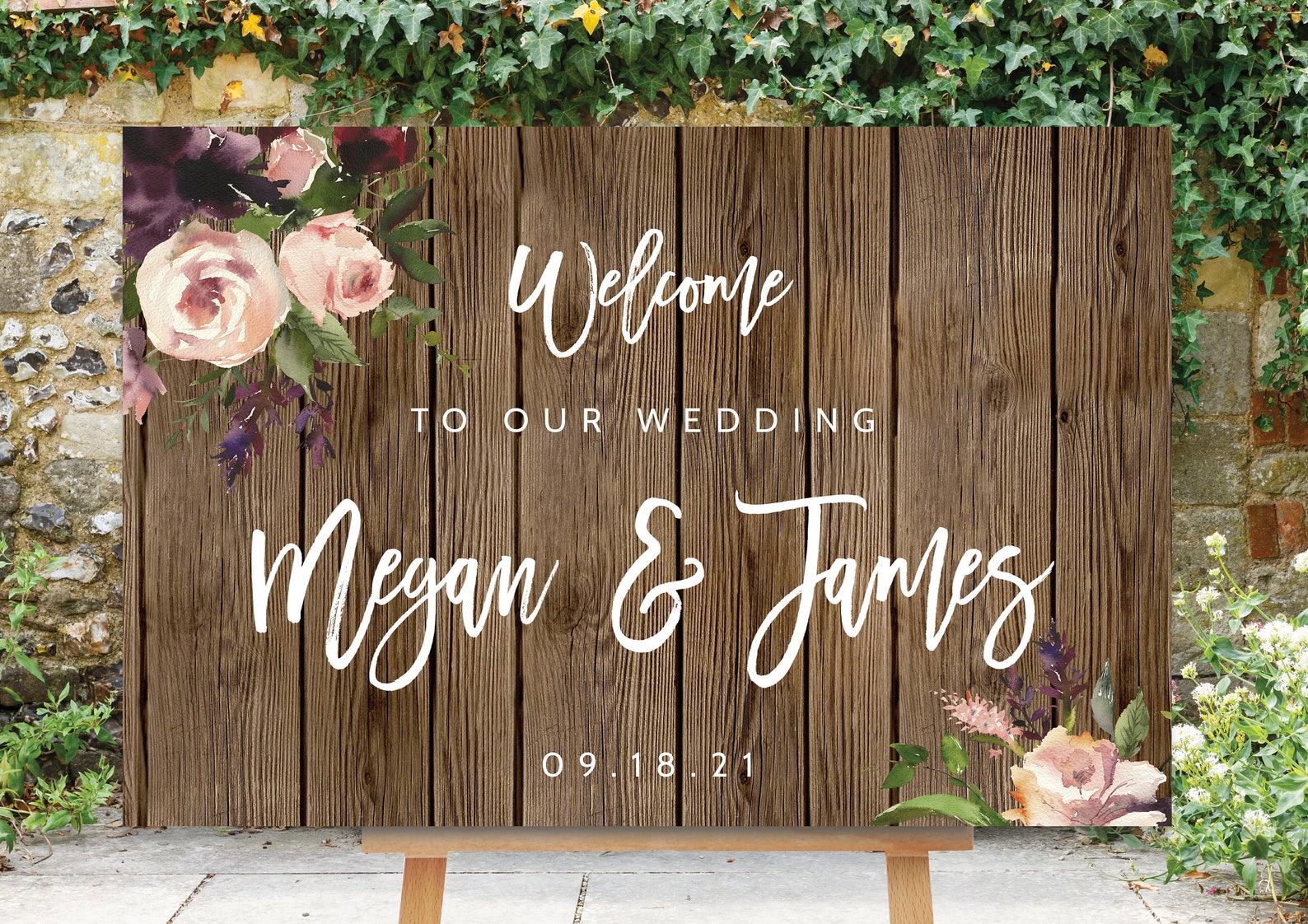 Rustic Wedding Welcome Sign Editable Wedding Sign Welcome | Etsy
