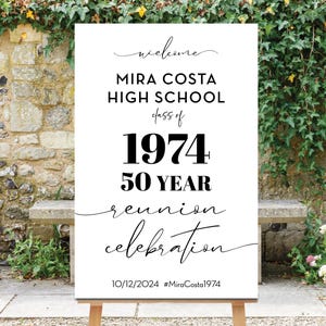 Class Reunion Welcome Sign, Any Class, Any Year, Customizeable Sign, Printable, Class of 1974, 50th Reunion Sign, Minimalist