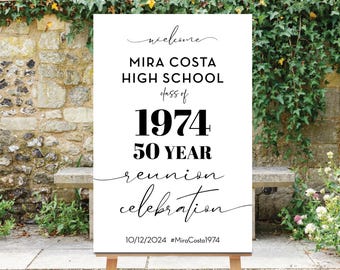 Class Reunion Welcome Sign, Any Class, Any Year, Customizeable Sign, Printable, Class of 1974, 50th Reunion Sign, Minimalist