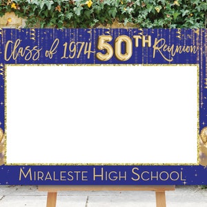Reunion Photo Prop, 50th High School Reunion, Royal Blue Gold, Photo Booth Frame, 25th Reunion Sign, Selfie Frame, 30th, 40th, 10th, 45th