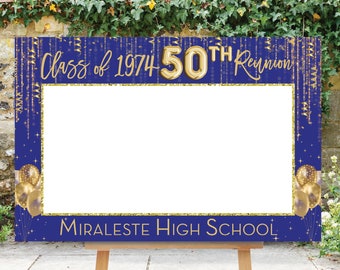 Reunion Photo Prop, 50th High School Reunion, Royal Blue Gold, Photo Booth Frame, 25th Reunion Sign, Selfie Frame, 30th, 40th, 10th, 45th