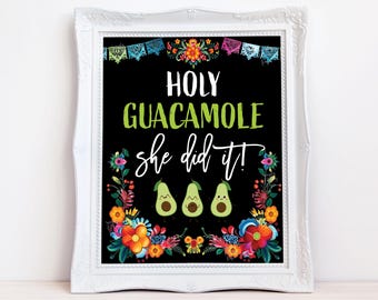 Holy Guacamole Graduation Sign: Fiesta Grad Party Decor (PDF & JPG)