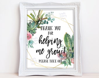 Succulent Graduation Sign: Thank You for Helping Me Grow (PDF & JPG)