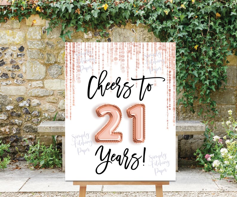 Cheers to 21 Years Sign 21st Birthday Sign Twenty First Etsy