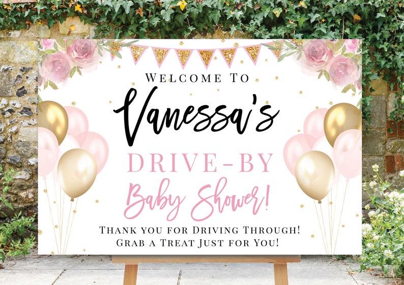 Drive by Shower Sign Baby Shower Yard Sign Floral Shower Etsy