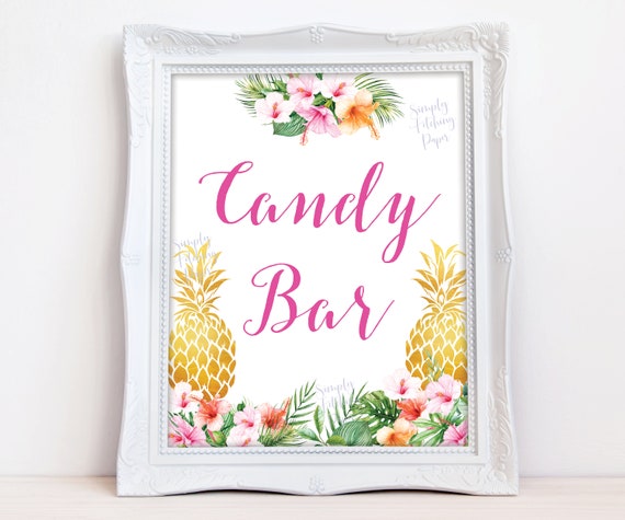 Tropical Candy Bar Sign Luau Party Sign Luau Candy Sign - Etsy
