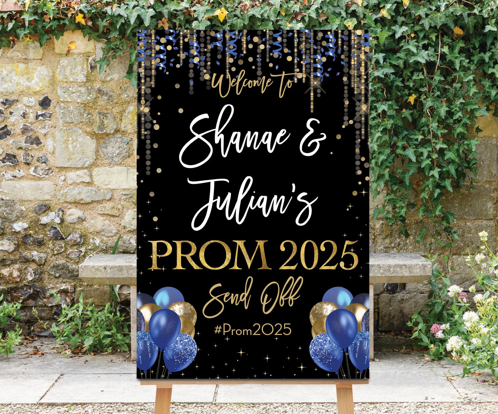 Prom Order Sign Royal Blue Prom Send off Sign: Gold Confetti Decor (digital), 2026 Prom ...