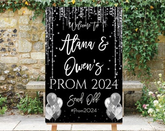 Prom Send Off Party Sign, Prom Send-Off Welcome Sign, Prom 2024 Sign, Silver Confetti Printable, Personalized, Prom Decor, Digital Prom Sign