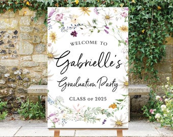 Wildflower Graduation Party Welcome Sign: Floral Decor (PDF & JPG)