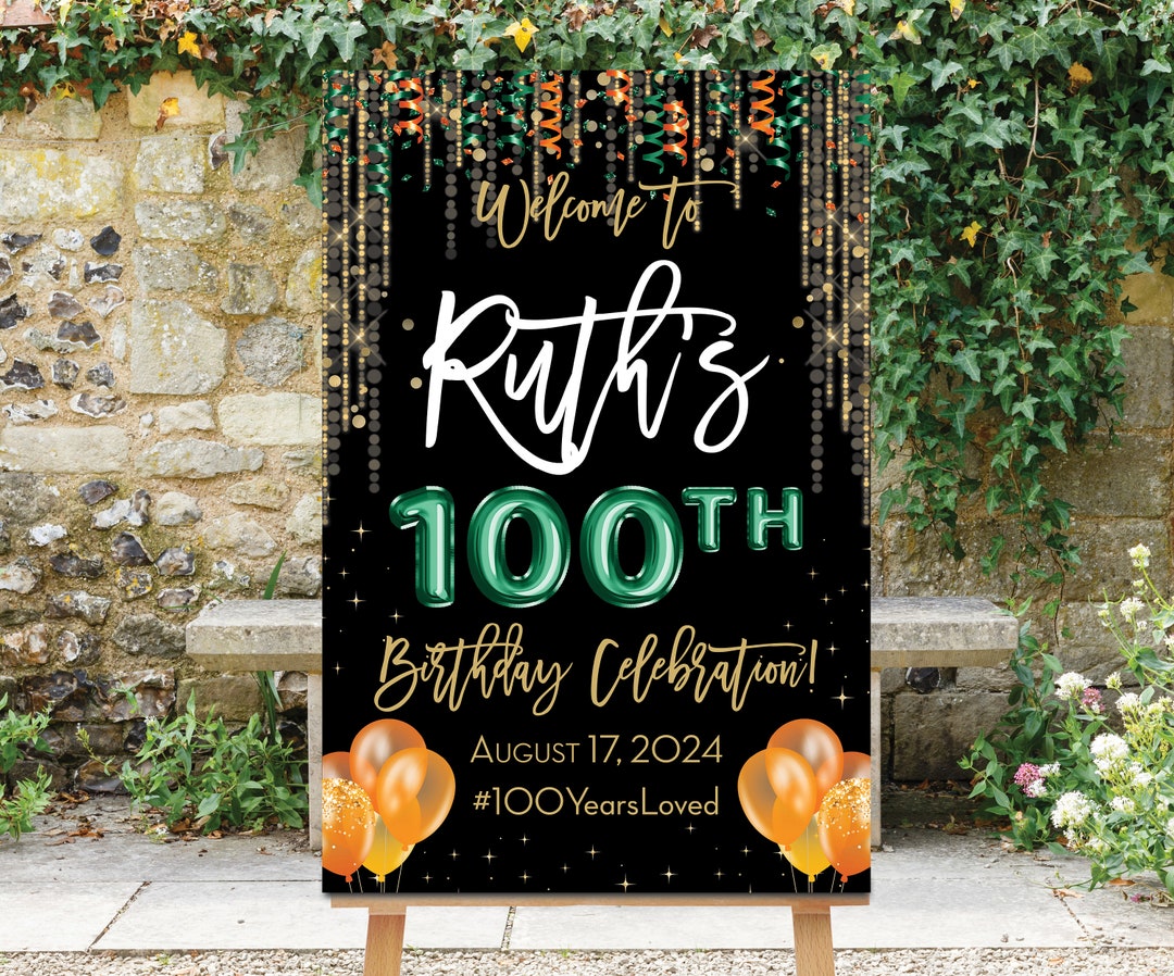 100th Birthday Welcome Sign 100th Birthday Party Orange - Etsy