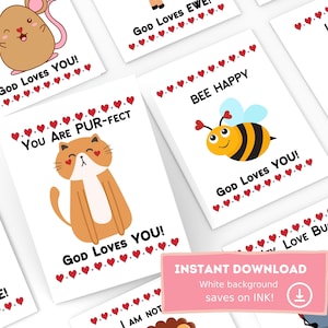 Dio ti ama Cartoline di San Valentino cristiano - stampabili