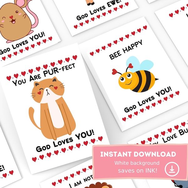 God Loves You Christian Valentine's Day Cards - Printable