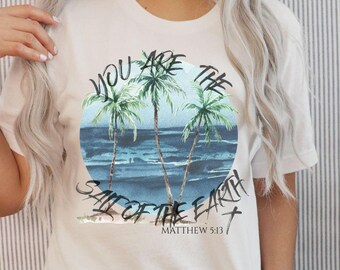 Restez salé Christian Summer Beach T-shirt affirmations bibliques PNG vintage BOHO sublimination