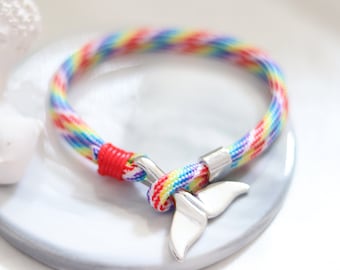 LGBT Bracelet Beach Jewelry Whale Tail Friendship Nautical Bracelet LGBTQ Ally Equality Gay Pride Bracelet Cuff Rainbow Pride Month