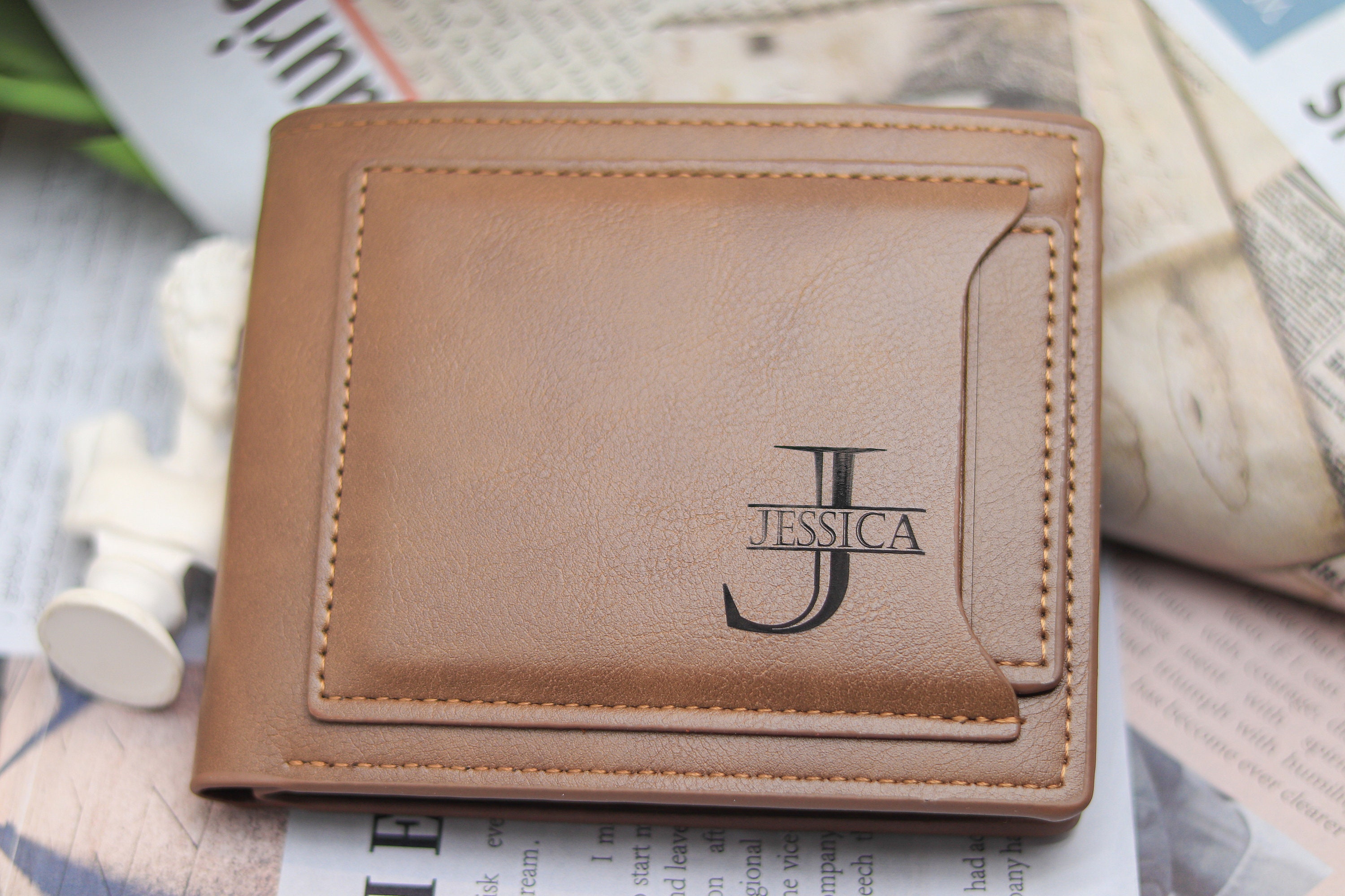 Personalize Leather Wallet Custom Engraved Purse Anniversary 