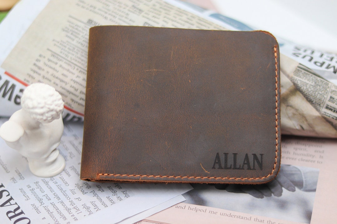 Anniversary Gift for Him, Leather Wallet Custom Name Purse Personalized ...