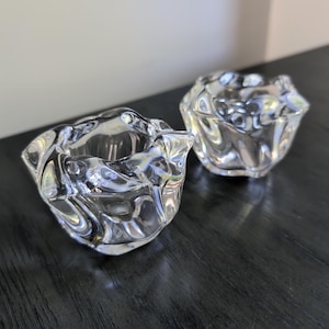 2x Vintage Holmegaard 1825 Denmark Heavy Crystal Votive Tealight Blossom Candle Holders