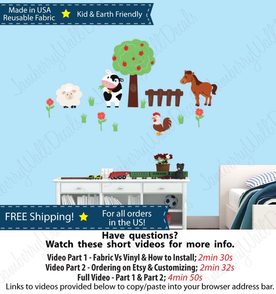 Barn Yard Fun Nursery Wall Decal Farm Animal Wall Decal Etsy